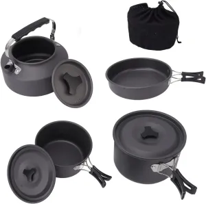 Camping Cookware Mess Kit, for Long-Lasting Camping Pots and Pans Set, Camping Cooking Set for Outdoor Backpacking Camping Hiking Picnic, Included Mesh Carry Bag