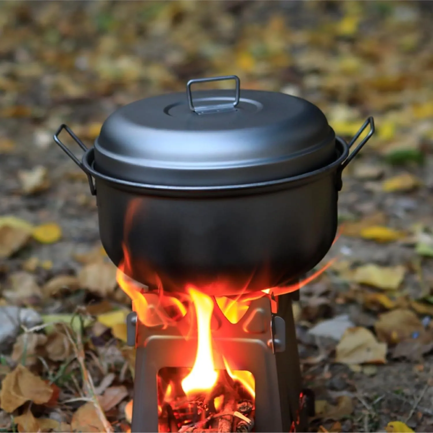 Camping Cookware, Outdoor Camping Pot Set Soup Pot Steamer Cooker Household Set Portable Pot Picnic Steamer Portable Stove