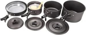 Camping Cookware Set 1 Set of Portable Pots Non-Stick Frying Pan for Outdoor Cooking Durable Material Non-Slip Grip Ideal for Hiking Camping and Picnic