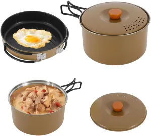 Camping Cookware Set, 304 Stainless Steel Camping Pots and Pans Set Outdoor Cookware Set with Storage Bag Campfire Cooking Equipment for Camping Outdoor Cooking Picnic