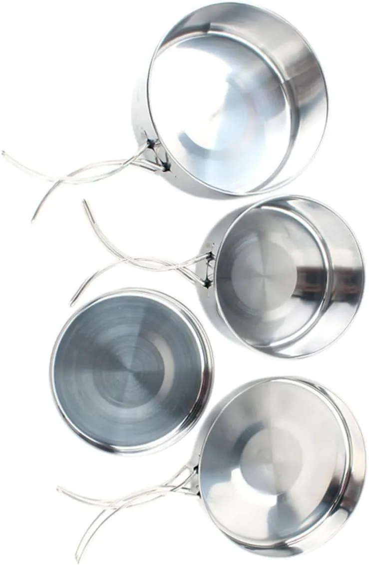 Camping Cookware Set 4pcs Folding Pot Pan Cooking Supplies for 2-3 People Hiking Outdoor Camping