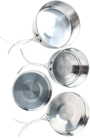 Camping Cookware Set 4pcs Folding Pot Pan Cooking Supplies for 2-3 People Hiking Outdoor Camping