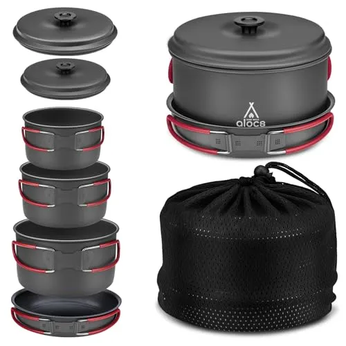 Camping Cookware Set Camping Gear,Compact Camping Pots & Pans Set