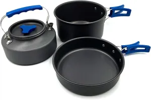 Camping Cookware Set Kit, Backpacking Gear Cooking Equipment, Portable Non Stick Pot Pan Cook for Outdoors Hiking