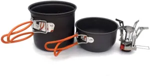 Camping Cookware Set Outdoor Hiking Aluminum Pots Pans with Foldable Handle Picnic Cooking Set Non-Stick Cookware Bowls Set (Color : A) (A)