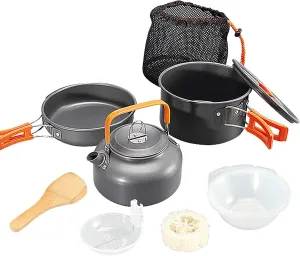 Camping Cookware Set, Portable Camping Cookware with Non-Stick Camping Pan for Camping Hiking Picnic