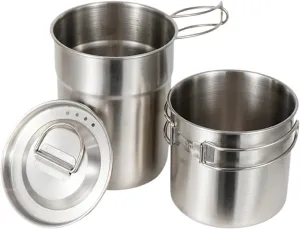 Camping Cookware,Stainless Steel Hiking Cooking Set - Compact Folding Survival Cooking Tool for Picnic Fishing Hiking