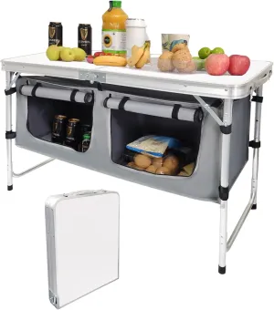 Camping Folding Aluminum Table with Adjustable Legs for Outdoor Travel Beach, Backyards, BBQ, Party and Picnic Foldable Table