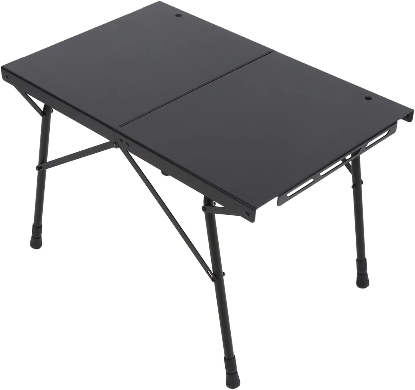 Camping Folding Table Adjustable Height Aluminum Alloy for Outdoor Picnics BBQ Hiking Black