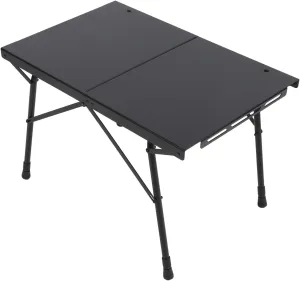 Camping Folding Table Adjustable Height Aluminum Alloy for Outdoor Picnics BBQ Hiking Black