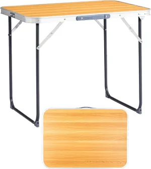 Camping Folding Table with Adjustable Height, 2.3ft Folding Portable Camping Table, Durable Aluminum Frame, RV Dining Tables, Grill, DJ, BBQ, Dining, Picnic, Cooking, Beach, Garden, Wood Grain Color