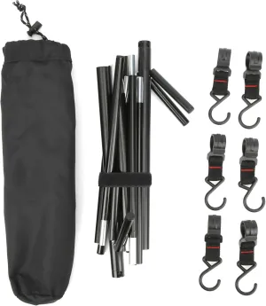 Camping Hanging Rack, Outdoor Camping Equipment Hanging Rack Foldable Stand Shelf Hanger with 6Pcs Hooks