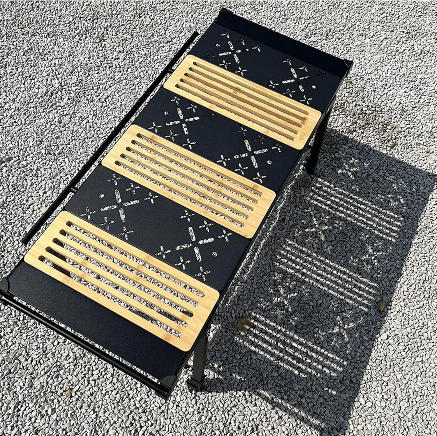 Camping IGT Table Board 0.5 Unit, Lightweight Detachable Aluminum Alloy Construction, Sand Blasted Black Outer layer, Multifunctional Use, Includes Storage , Compatible with IGT Un (X board)