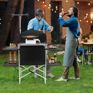 Camping Kitchen Table, Outdoor Cooking Table with 4 Panels & Storage Bag, Aluminum Folding Cooking Station, Heat Resistant Table