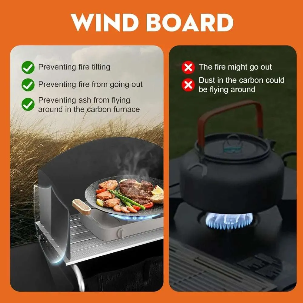 Camping Kitchen Table, Outdoor Cooking Table with 4 Panels & Storage Bag, Aluminum Folding Cooking Station, Heat Resistant Table
