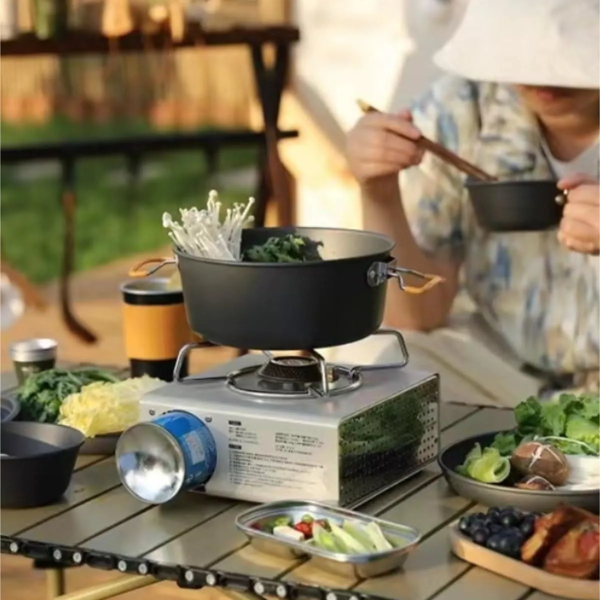 Camping Kitchen Utensil Outdoor Camping Portable Camping Cooker Tableware Picnic Pot Picnic Cooking Pot for Outdoor Cooking