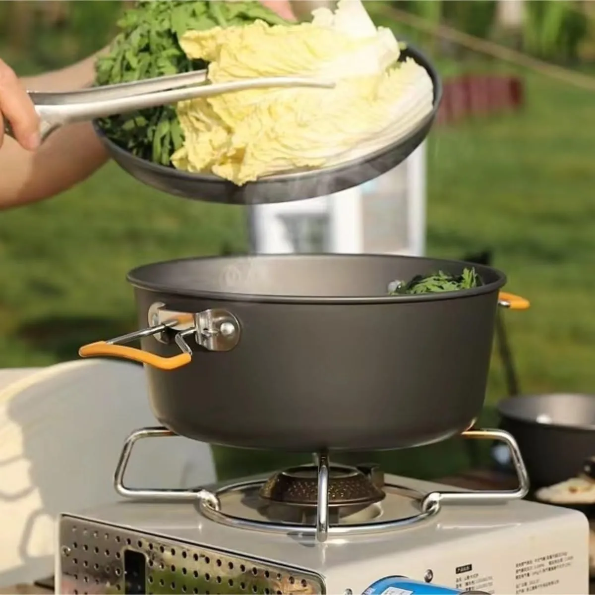 Camping Kitchen Utensil Outdoor Camping Portable Camping Cooker Tableware Picnic Pot Picnic Cooking Pot for Outdoor Cooking