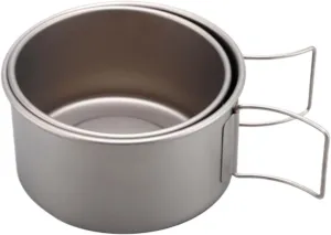 Camping Kitchen Utensil Outdoor Camping Portable Pure Titanium Bowl Set Pot Tableware Foldable Camping Cooker for Outdoor Cooking