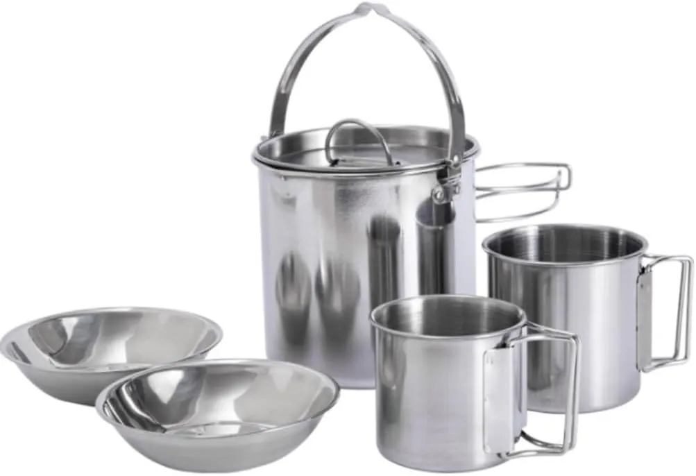 Camping Kitchen Utensil Outdoor Camping Tableware Stainless Steel Hanging Pot Camping Cup Camping Cookware Soup Coffee Pot Portable for Outdoor Cooking
