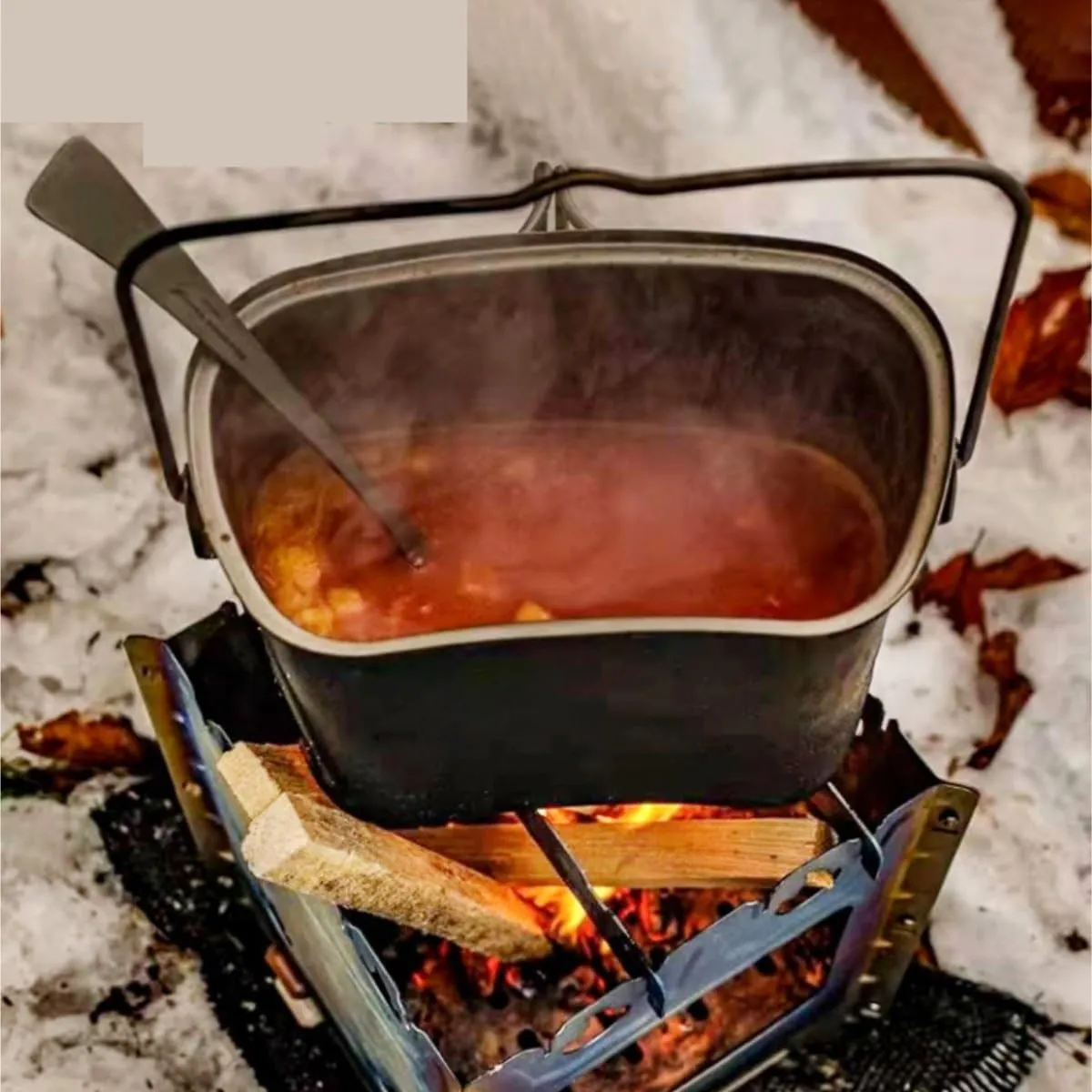 Camping Kitchen Utensil Outdoor Lightweight Folding Handle Cooker Pot Camping Steamer Lunch Box Frying Pan for Outdoor Cooking