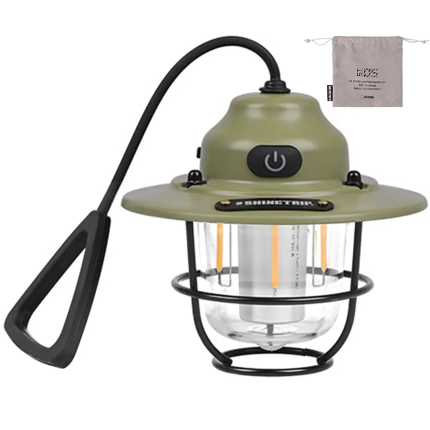 Camping Lamp 1200mAh Emergency Light Lantern Stepless Dimming Retro Atmosphere Chandelier Type C Charging  Fishing Hiking