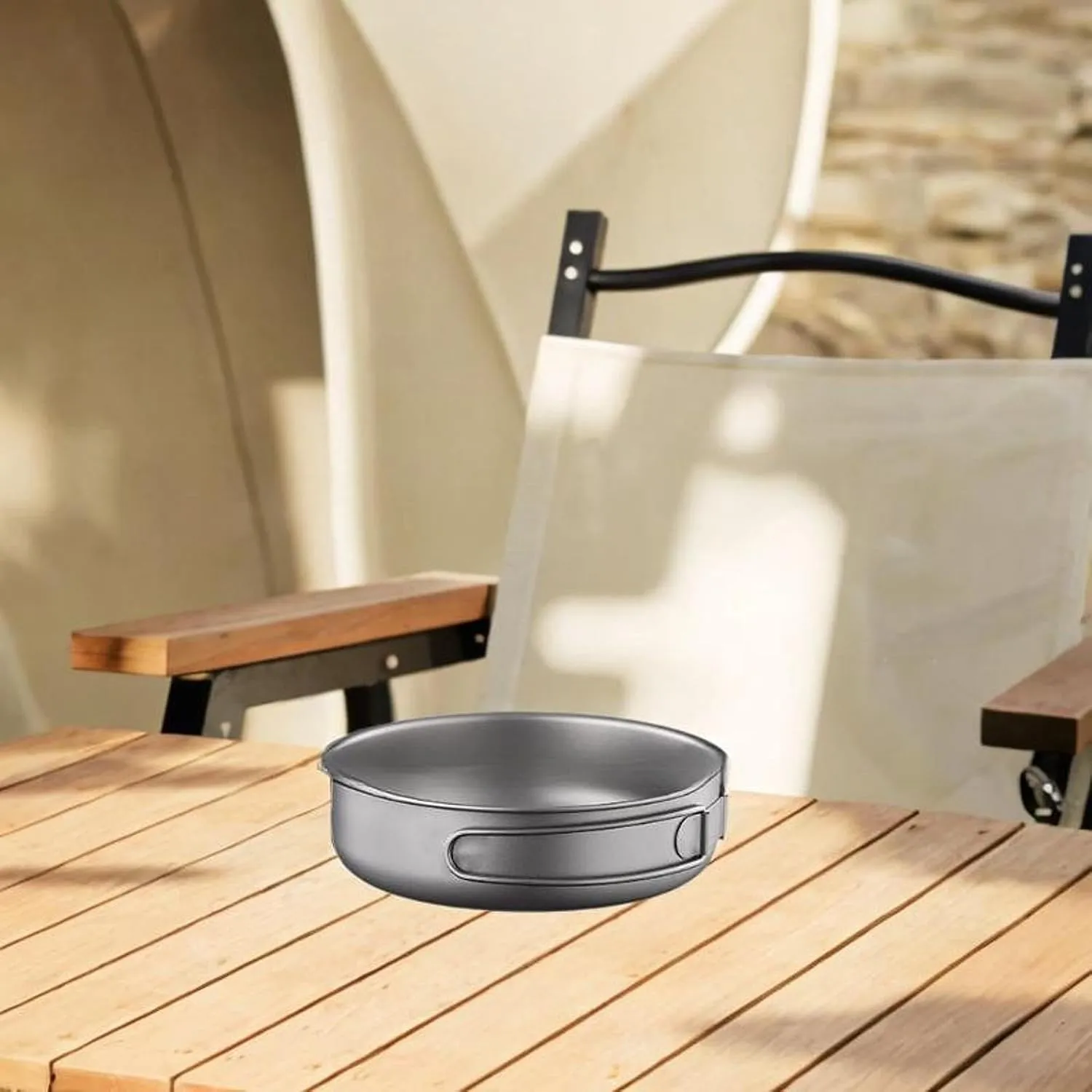 Camping Pan Titanium Cook Pan Camping Cookware Tableware Lightweight Fry Pan Titanium Pan for Picnic Backpack Cooking Camping