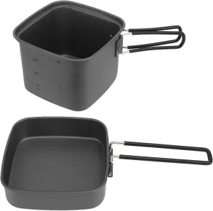 Camping Pot Cookware, 2 pcs Portable Cooking Pot for Outdoor Camping Hiking, Lightweight Aluminium Alloy Outdoor Cookware Set with Lid for Fishing Mountaineering Riding Picnic