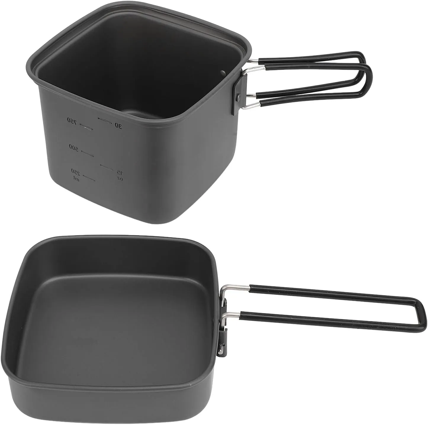 Camping Pot Cookware, 2 pcs Portable Cooking Pot for Outdoor Camping Hiking, Lightweight Aluminium Alloy Outdoor Cookware Set with Lid for Fishing Mountaineering Riding Picnic