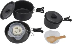 Camping Pots And Pans Set, Backpacking Cooking Set Portable Camping Pots Pans Set Camping Pot with Frying Pan Bowls Soup Scoop Loofah Scrubber Rice Spatula for 3 to 4 People