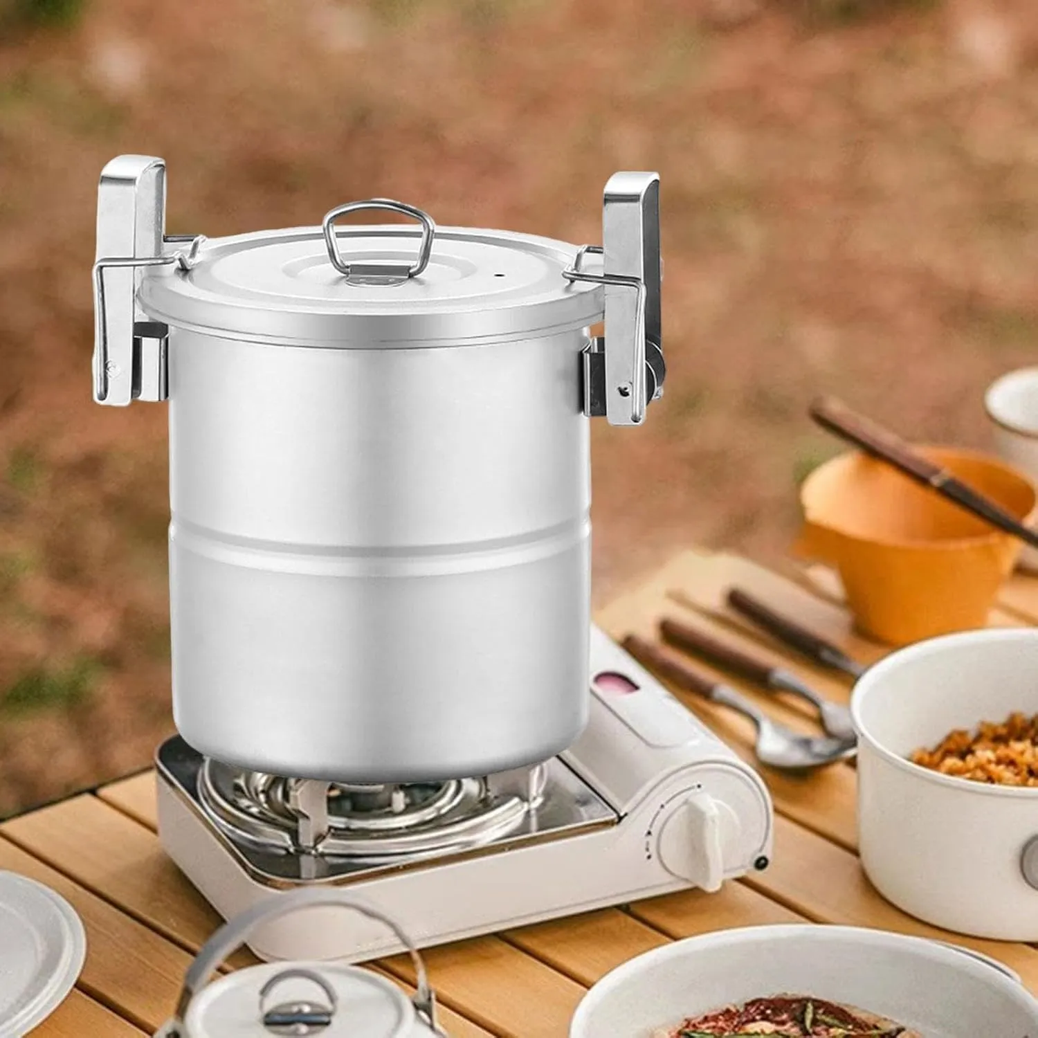Camping Rice Cooker Steaming Pot Small Multifunctional Portable Cookware Steamer for Travel Hiking Picnic BBQ Survival
