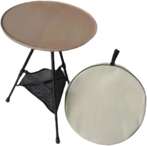 Camping Round Table Portable Three Legged Table Folding Stable Adjustable Multiuse with Storage Bag
