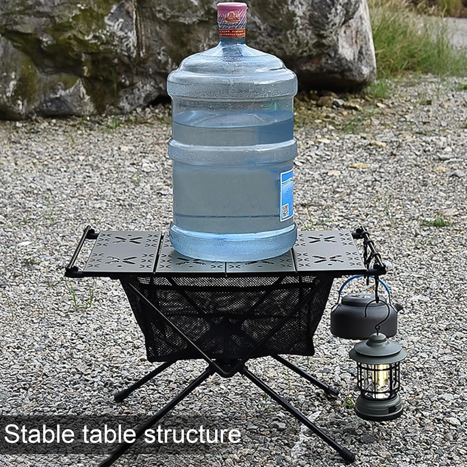 Camping Table, Aluminum Alloy Folding Table Barbecue Camping Table High Stability 20kg Load Capacity Multifunction Ultralight Portable Picnic BBQ Table Army Green A