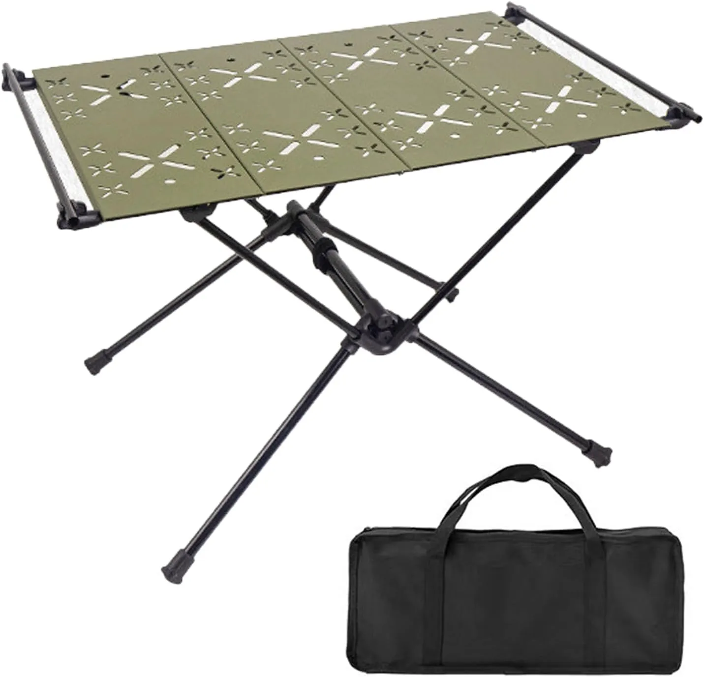 Camping Table, Aluminum Alloy Folding Table Barbecue Camping Table High Stability 20kg Load Capacity Multifunction Ultralight Portable Picnic BBQ Table Army Green A