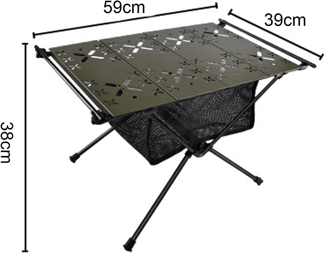 Camping Table, Aluminum Alloy Folding Table Barbecue Camping Table High Stability 20kg Load Capacity Multifunction Ultralight Portable Picnic BBQ Table Army Green A