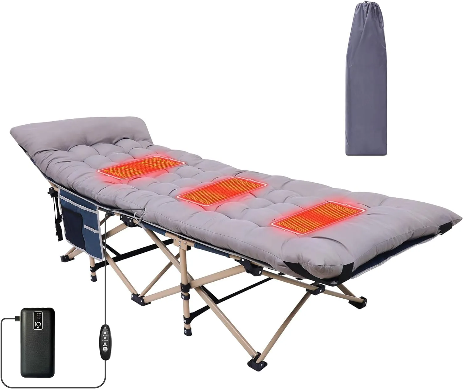 Camping Table, Camp Kitchen, Cook Station, Camping Kitchen Station Camping Cot, Heated Camping Cot Folding Cot for Adults with Heated Mattress