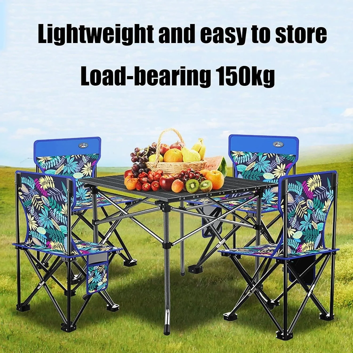Camping Table Chairs Easy to Store Folding Table and Chair Set, Aluminum Outdoor Camping Picnic Table, Suitable for Courtyard, Beach, Fishing (Color : Package 5)
