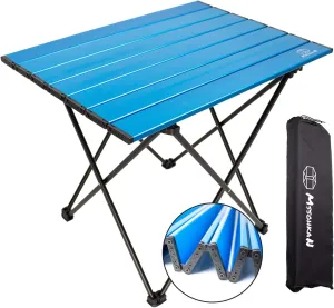 Camping Table Folding Portable Camp Side Table Aluminum Lightweight Carry Bag Beach Outdoor Hiking Picnics BBQ Cooking Dining Kitchen Blue Medium