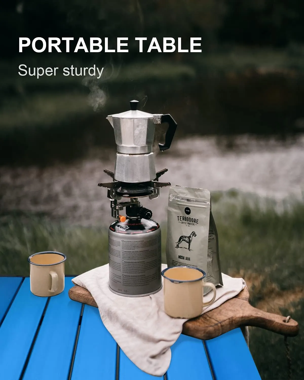 Camping Table Folding Portable Camp Side Table Aluminum Lightweight Carry Bag Beach Outdoor Hiking Picnics BBQ Cooking Dining Kitchen Blue Medium