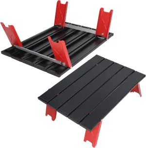 Camping Table, Outdoor Folding Table, Mini Portable Lightweight Camping Table, Aluminum Collapsible Table, Folding Camping Table with Dual Use Fasteners for Barbecue, Picnic, Self