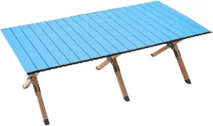 Camping Table Rectangular Carrying Bag Height Adjustable Portable Table Outdoor, Camping, Picnic, Beach, Aluminum Picnic Roll Up Table for 4-6 People (Color : /Pink) (/Blue)
