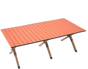 Camping Table Rectangular Carrying Bag Height Adjustable Portable Table Outdoor, Camping, Picnic, Beach, Aluminum Picnic Roll Up Table for 4-6 People (Color : /Pink) (/Orange)