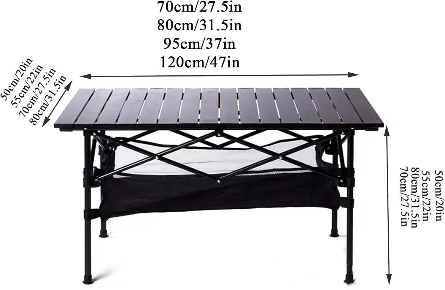 Camping Table That Fold Up Lightweight, Aluminum Folding Table Roll Up Table with Easy Carrying Bag for Indoor, Outdoor, Camping, Backyard, BBQ, Party, Patio, Beach, Picnic(120x70x50cm)