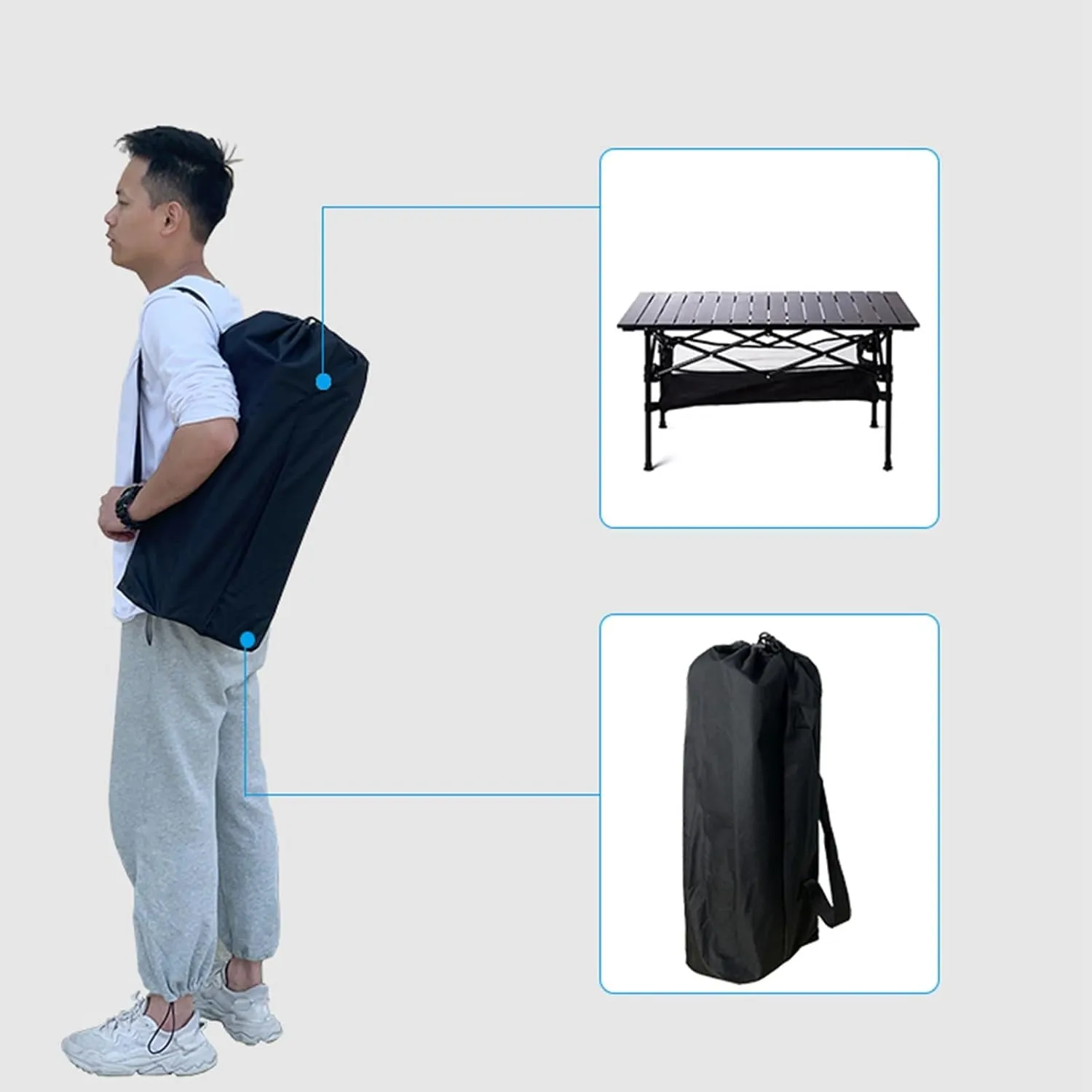 Camping Table That Fold Up Lightweight, Aluminum Folding Table Roll Up Table with Easy Carrying Bag for Indoor, Outdoor, Camping, Backyard, BBQ, Party, Patio, Beach, Picnic(120x70x50cm)
