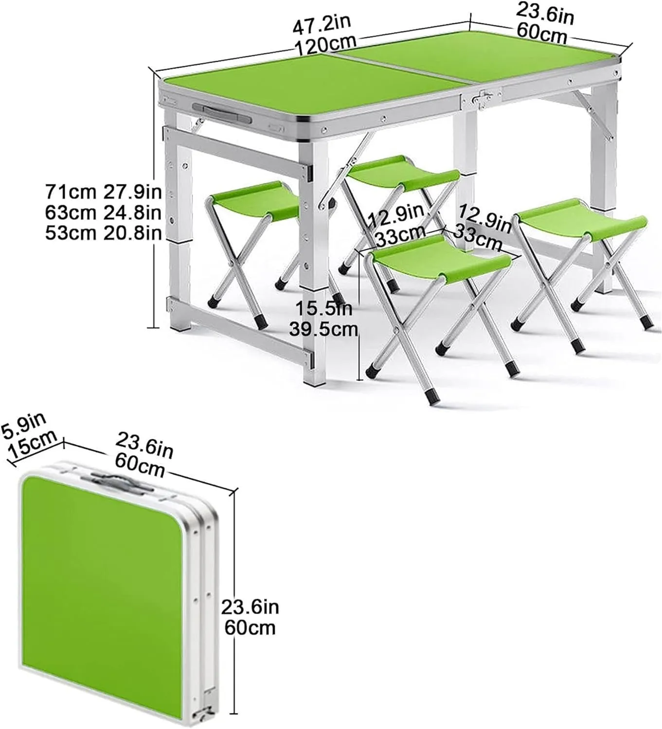 Camping Tables Folding Portable Aluminum Camping Table with Height Adjustable Trestle Picnic Table Outdoor Indoor Camp Table for Garden Sand BBQ