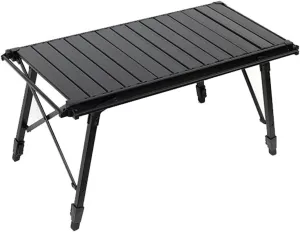 Camping Tables That Fold up Lightweight Made of Aluminum Alloy with Adjustable Legs for Outdoor, Sturdy, Stable(Black)
