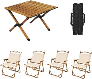 Camping Tables That Fold Up Lightweight with Chairs, Folding Table for Outside Camping, Strong Loading Bear Foldable Aluminum Table and Chair Set for Hiking Backpacking Outdoor Picnic