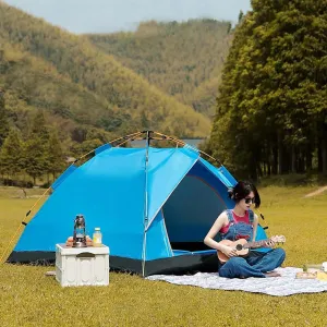 Camping Tent Pop Up,Backpacking Tents, Automatic Family Camping Tent, Instant Tents For Camping,Easy Set Up Tent,Portable Dome Tent For Camping Hiking & Traveling ( Color : /Blue , Size : 2-3 persons