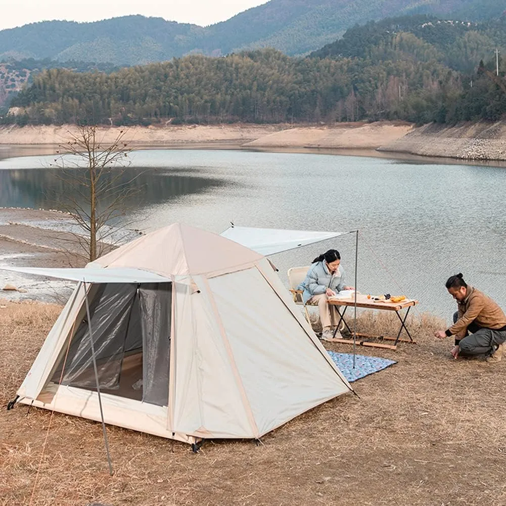 Camping Tent Waterproof Pop Up Tent with Zipped Double Door and Carrying Bag Lightweight Instant Family Tent for 3-4 Person Use, Quick Setup