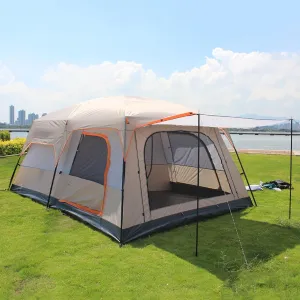 Camping Tent,Outdoor Yurt Tent 5-8 Person Large Family Camping Tents for Festival, Hiking with Living Room and Separate Rooms 4 Season Tents Big Famil Hopeful, 430*305*210cm, Khaki