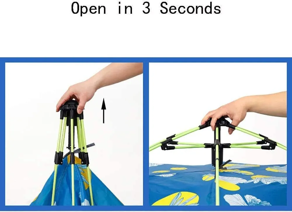 Camping-Tents 3-4 Person Windproof Family Tent Portable Waterproof Tents Ventilated Mesh Windows for All Seasons Blue